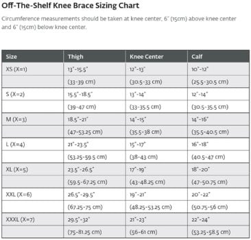 DonJoy Sizing Chart