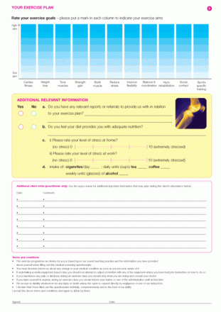 pre Exercise Pro Physiotherapy Assessment Form