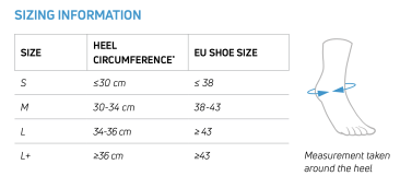 Aircast ActyFoot™ lateral ankle support brace size chart